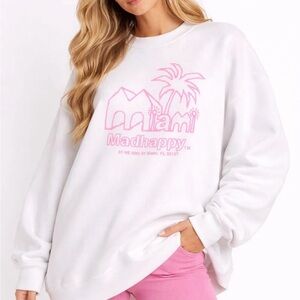 Madhappy Miami Graphic White and Pink Sweater Rare Find